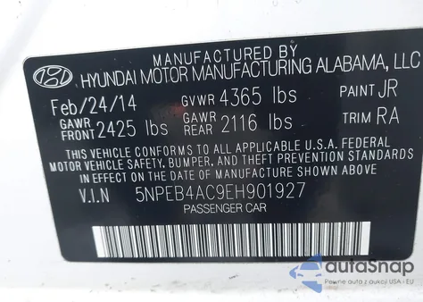 2014 Hyundai Sonata Gls from USA, damaged, VIN 5NPEB4AC9EH901927
